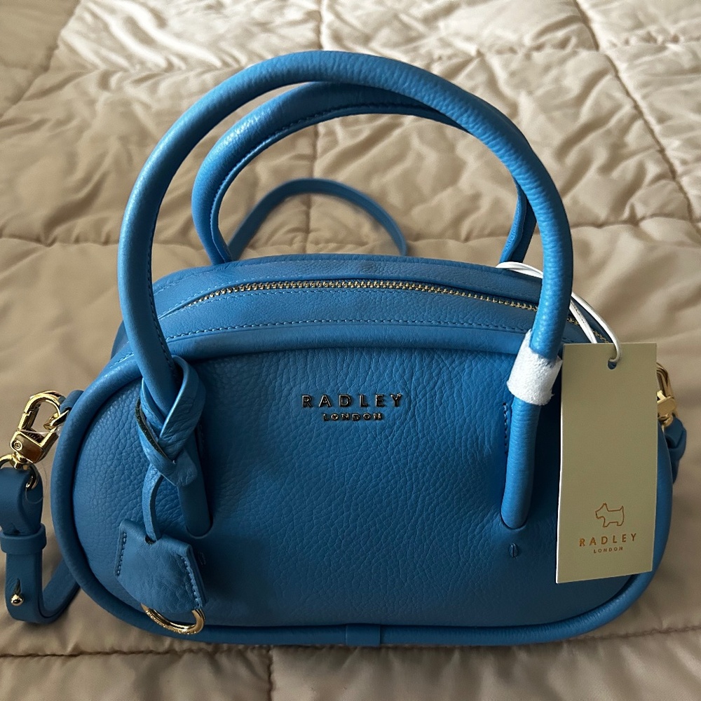 Radley London “Bexley Street” Small Zip-Top Grab Bag – Open Blue – NWT